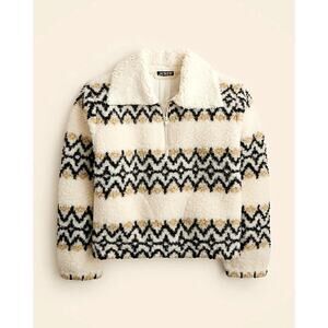 J.CREW Women's Size Medium Jacquard Print Half Zip Sherpa Fleece Retro Western